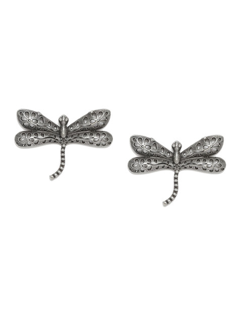 

VIDRUKARIH Silver-Plated Animal Shaped Oxidised Drop Earrings