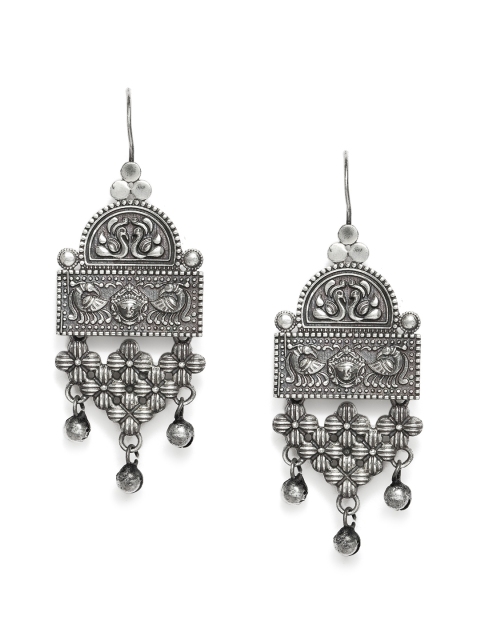 

VIDRUKARIH Silver-Plated Classic Oxidised Drop Earrings