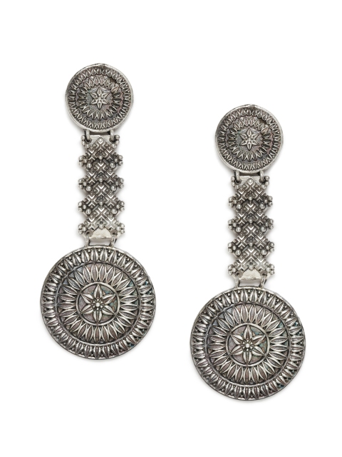 

VIDRUKARIH Silver-Plated Classic Oxidised Drop Earrings