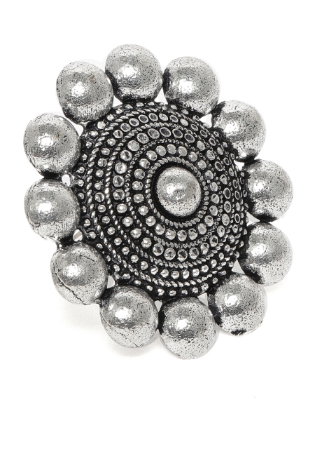 

VIDRUKARIH Oxidized Silver-Plated Circular Adjustable Ring