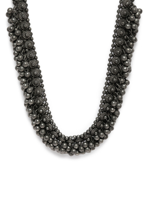 

VIDRUKARIH Silver-Plated Alloy Oxidised Choker Necklace