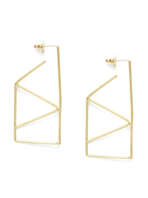 

VIDRUKARIH Gold-Toned Contemporary Drop Earrings