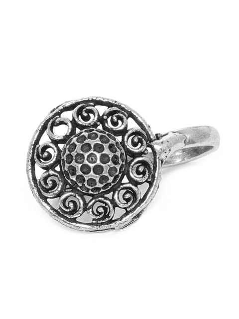 

VIDRUKARIH Silver-Plated Oxidised Round Clip-On Nosepin