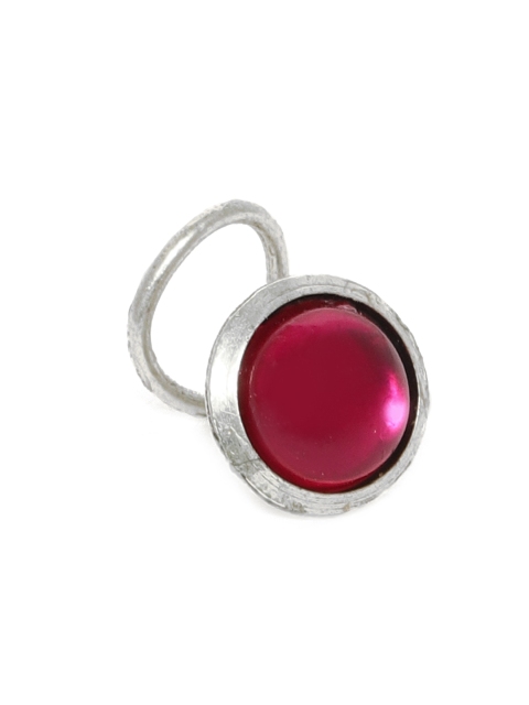 

VIDRUKARIH Pink & Silver-Plated Oxidised Stone-Studded Clip-On Nosepin