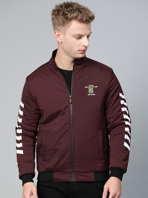 

Fort Collins Men Burgundy Solid Lightweight Bomber Jacket