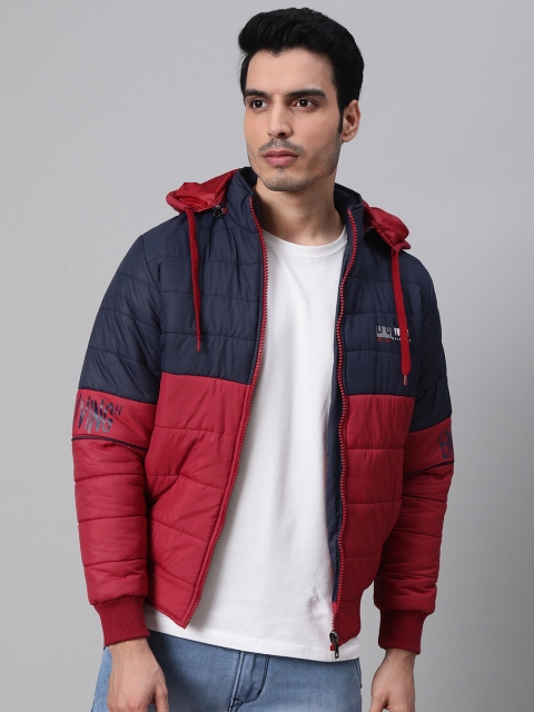 

Foreign Culture By Fort Collins Men Maroon & Navy Blue Colourblocked Bomber Jacket