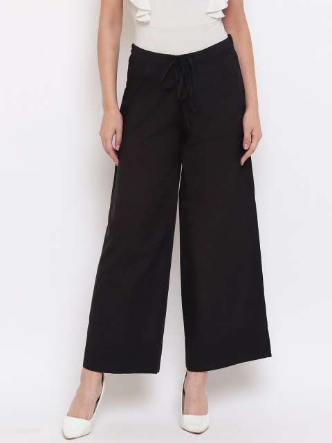 

Janasya Women Black Solid Flared Palazzos