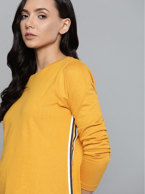 

Harvard Women Mustard Yellow Solid Round Neck T-shirt