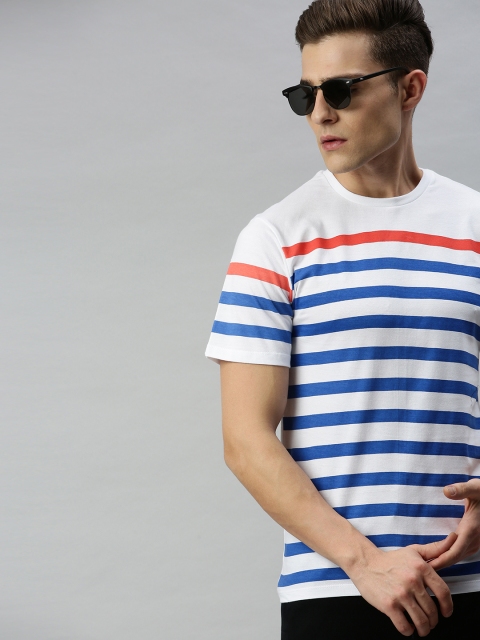 

Harvard Men White Striped Round Neck T-shirt
