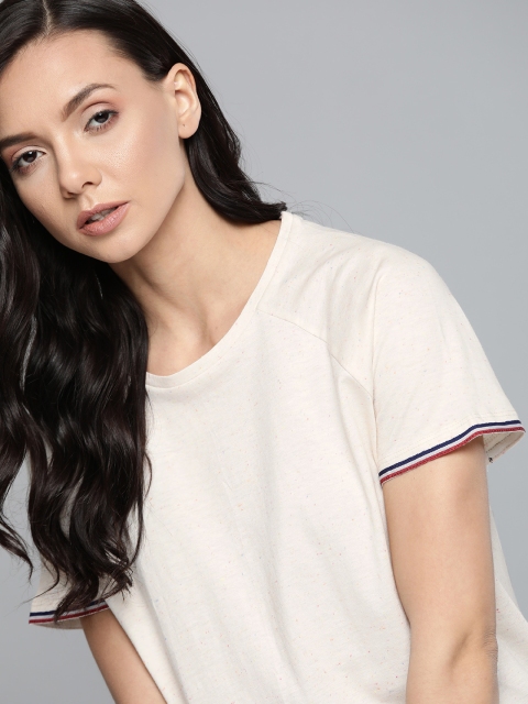 

Harvard Women Off-White Solid Round Neck T-shirt