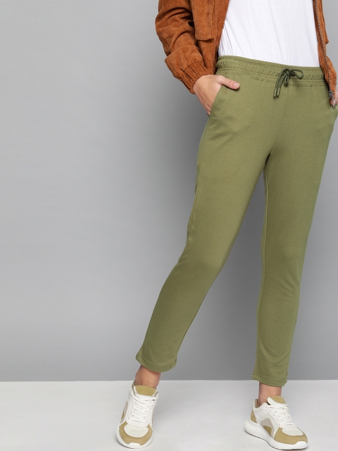 

Harvard Women Olive Green Solid Straight Fit Track Pants