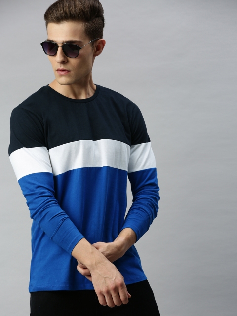 

Harvard Men Blue Colourblocked Round Neck T-shirt