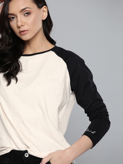 

Harvard Women Off-White Solid Round Neck T-shirt