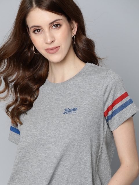 

Harvard Women Grey Melange Solid Round Neck T-shirt
