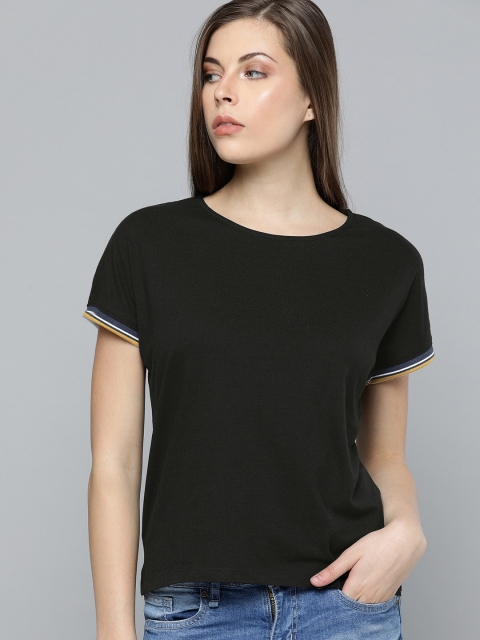 

Harvard Women Black Solid Round Neck T-shirt