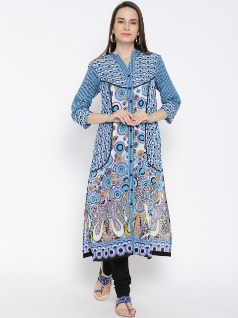 

Rain & Rainbow Blue Printed Kurta