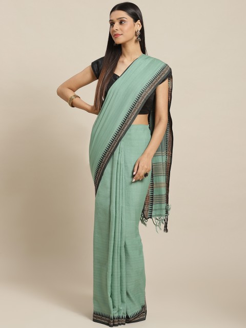 

Biswa Bangla Green Pure Cotton Solid Saree