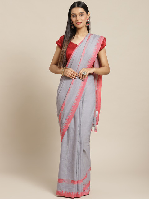 

Biswa Bangla Grey Handwoven Solid Saree