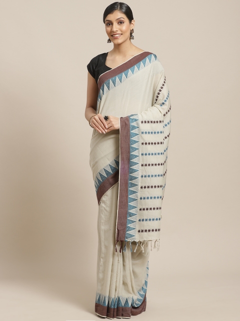 

Biswa Bangla Grey & Brown Handwoven Pure Cotton Solid Begampuri Saree