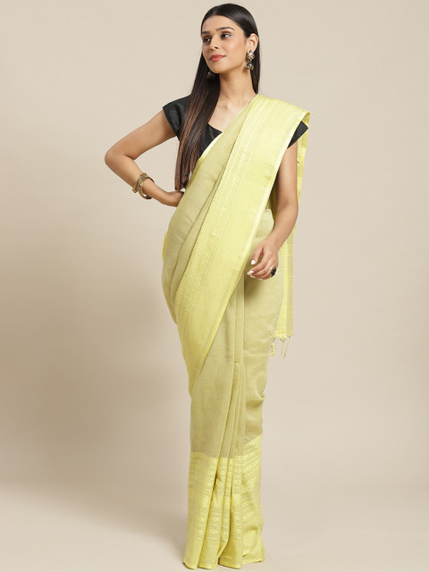 

Biswa Bangla Yellow Handwoven Santipuri Solid Saree