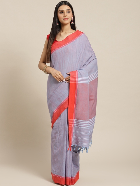 

Biswa Bangla Blue & Red Handwoven Striped Saree