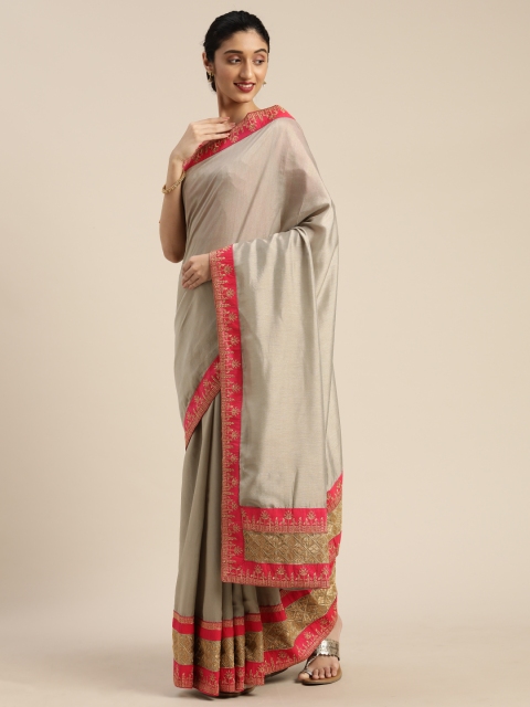 

Om Shantam Sarees Grey Solid Jute Silk Saree