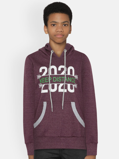 

dongli Boys Maroon Printed Hooded Sweatshirt