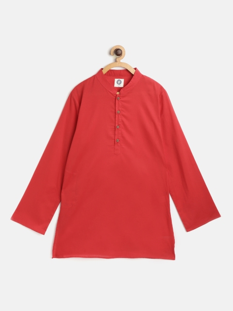 

YK Boys Red Solid Straight Kurta