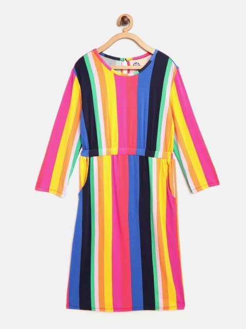 

YK Girls Multicoloured Striped A-Line Dress, Multi