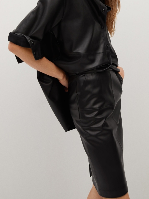 

MANGO Black Coated Pencil Skirt