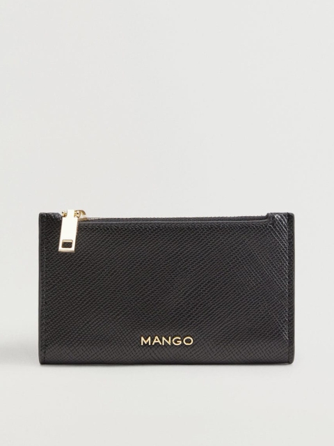 

MANGO Women Black Textured Two Fold Wallet