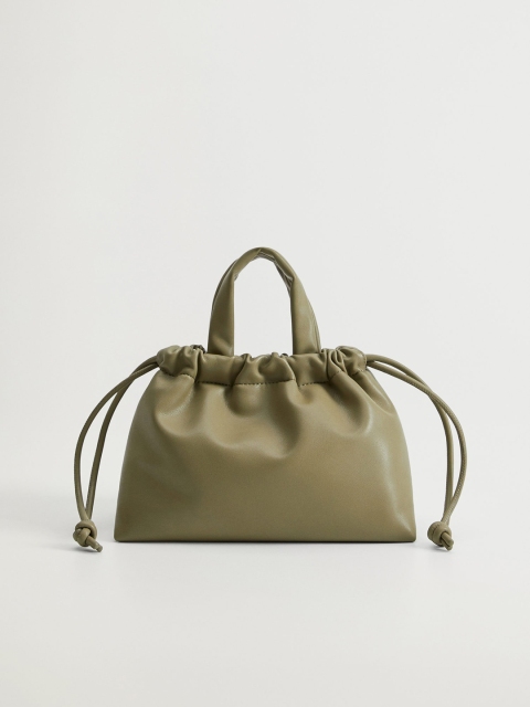 

MANGO Olive Green Solid Handheld Bag with Detachable Sling Strap