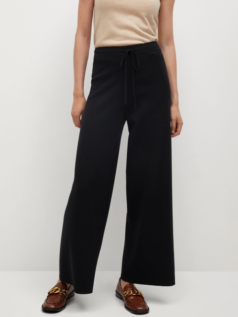 

MANGO Women Black Solid Wide Leg Palazzos