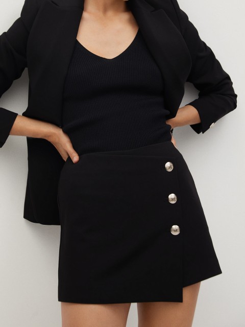

MANGO Black Sustainable Mini Wrap Skort