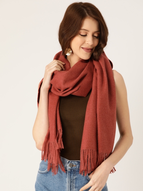 

MANGO Women Rust Red Solid Scarf