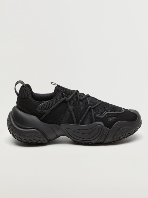 

MANGO Women Black Woven Design Chunky Sneakers
