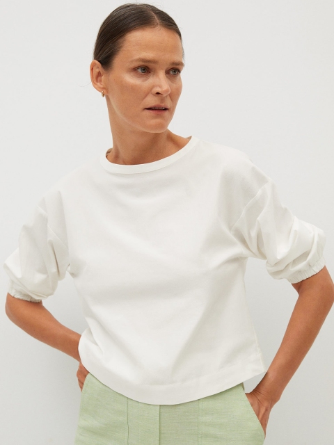 

MANGO Women White Solid Top