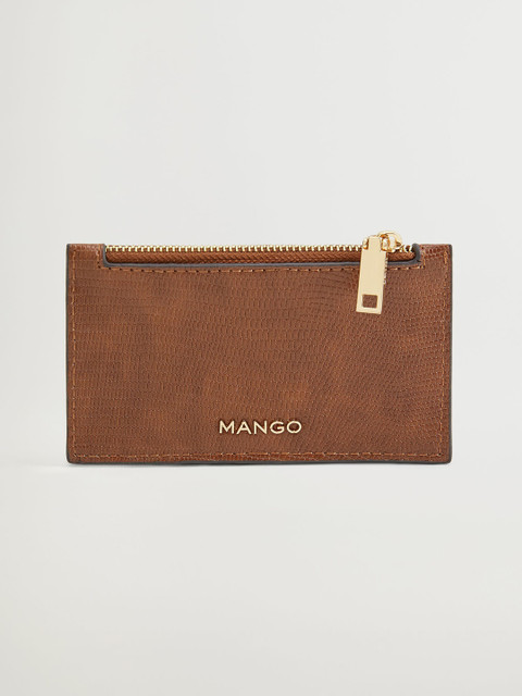 

MANGO Women Brown Snakeskin Textured Card Holder