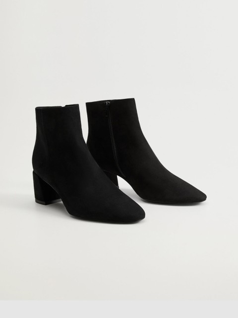 

MANGO Women Black Solid Mid-Top Heeled Boots
