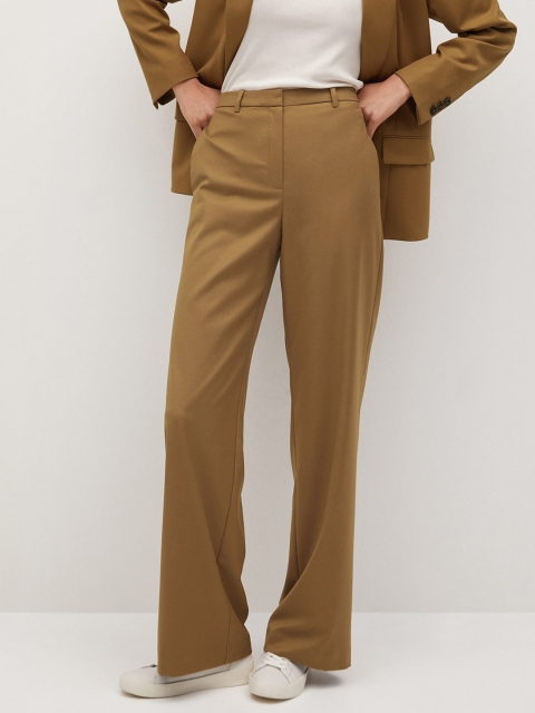 

MANGO Women Brown Sustainable Regular Fit Solid Parallel Trousers