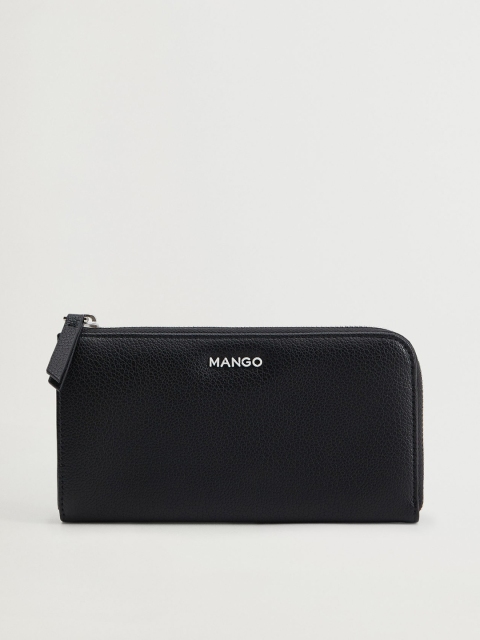 

MANGO Women Black Solid Zip Around Wallet