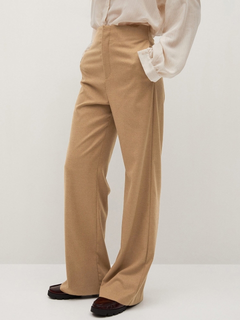 

MANGO Women Brown Regular Fit Solid Formal Trousers