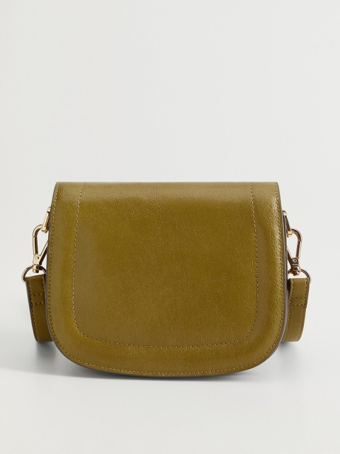 

MANGO Olive Green Solid Sling Bag
