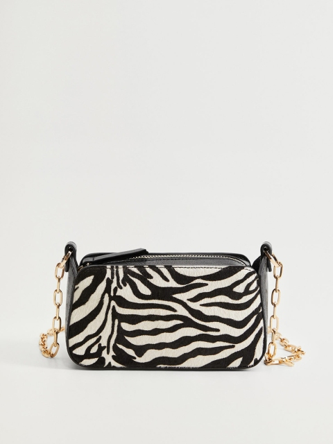 

MANGO Black & White Zebra Print Sling Bag