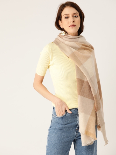 

MANGO Women Beige & Brown Checked Scarf
