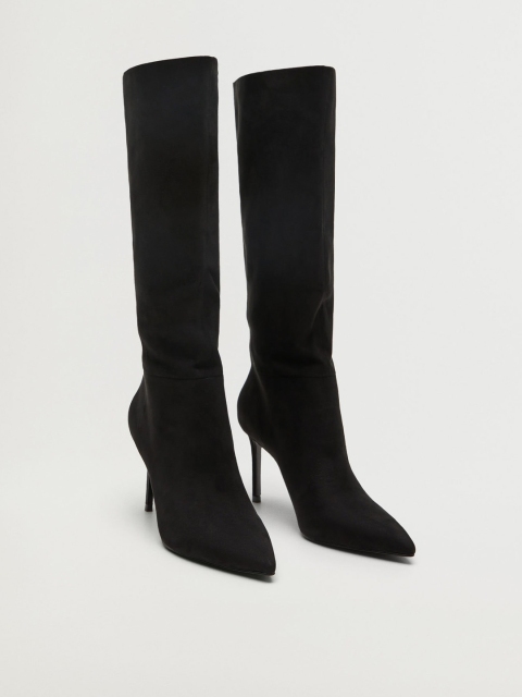 

MANGO Women Black Solid High Top Heeled Boots