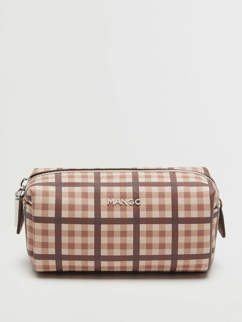 

MANGO Women Beige & Brown Checked Cosmetic Pouch