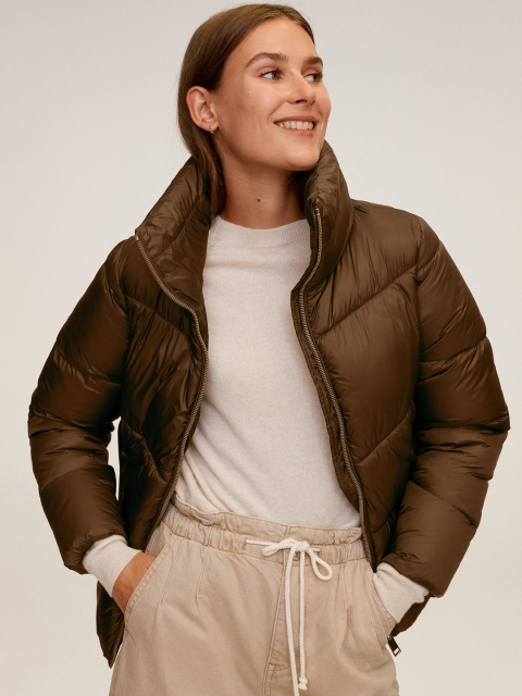 

MANGO Women Brown Sustainable Solid Puffer Jacket