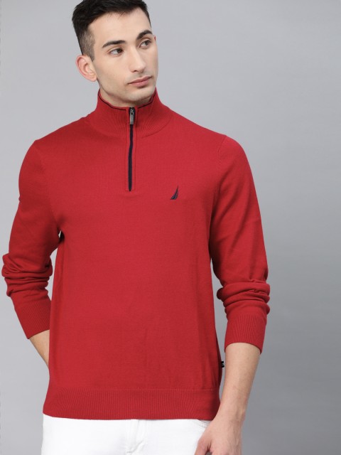 

Nautica Men Red Solid Pullover Sweater