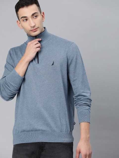 

Nautica Men Blue Solid Pullover Sweater